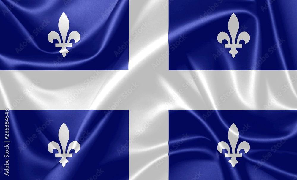 Fototapeta premium Illustration of a Quebec Fabric Flag. Canada Province.
