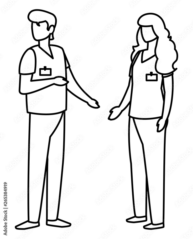 couple medicine workers with uniform characters couple medicine workers with uniform characters