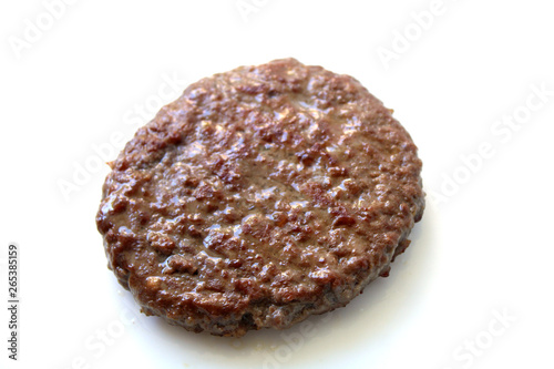 Hamburger meat roasted, on white background