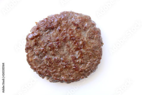 Hamburger meat grilled, on white background
