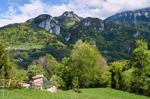 village in Mountains  in the Alps in the French Savoie..