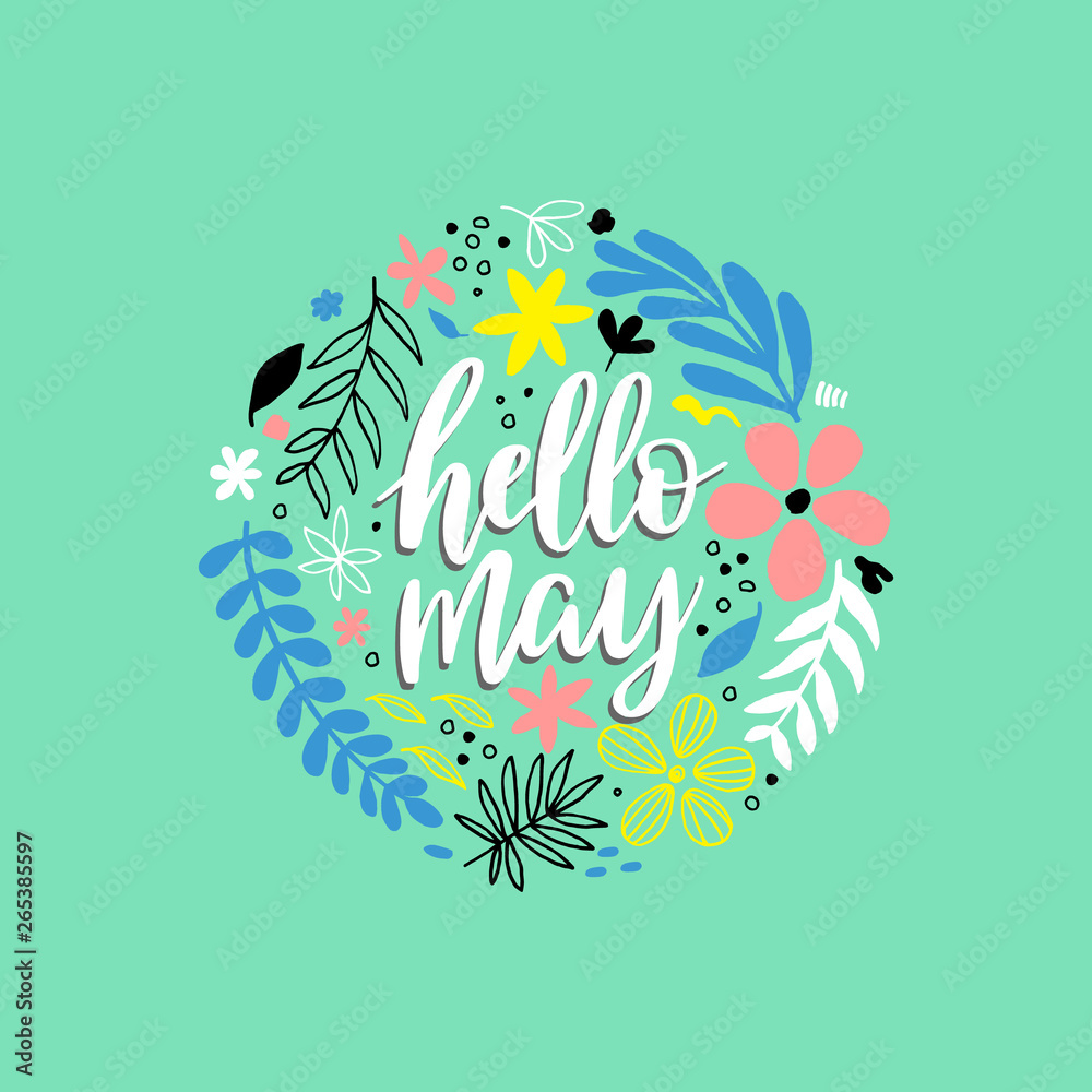 Hello May card with flowers Hello May card with flowers
