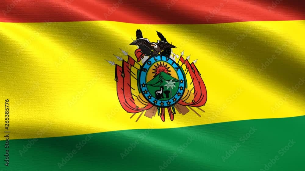 Realistic flag of Bolivia, Seamless looping with highly detailed fabric texture, 4k resolution