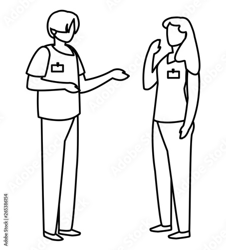 couple medicine workers with uniform characters