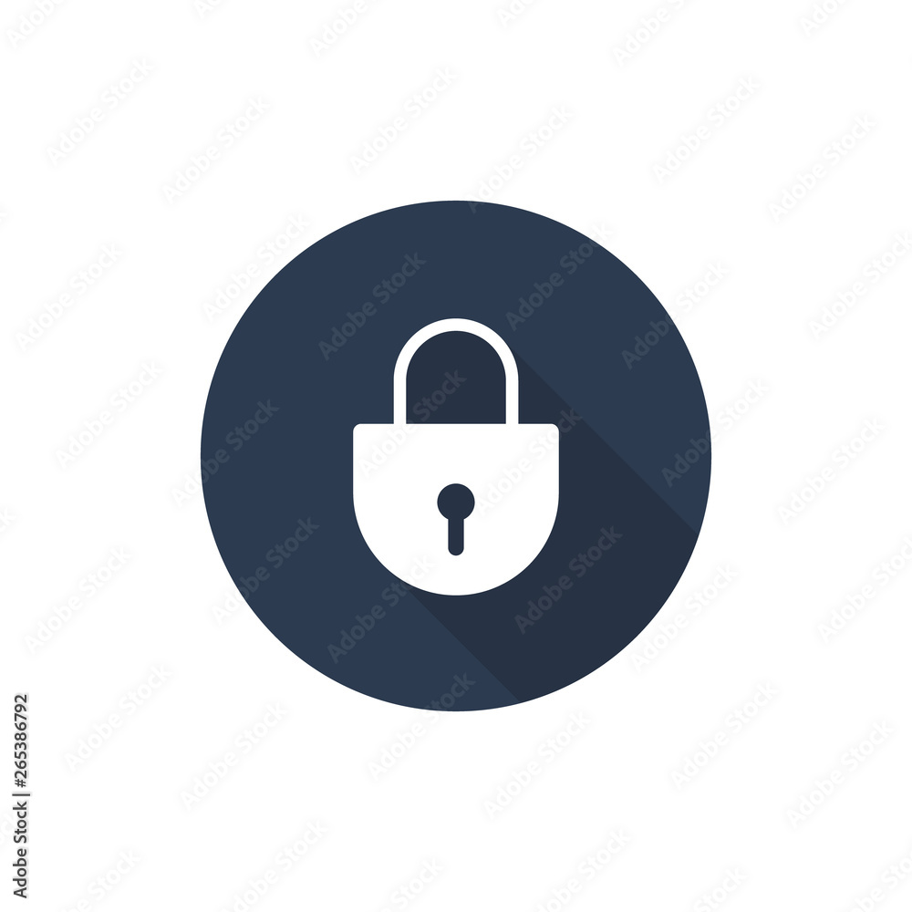 Lock icon with round grey background, Padlock Vector illustration Lock icon with round grey background, Padlock Vector illustration
