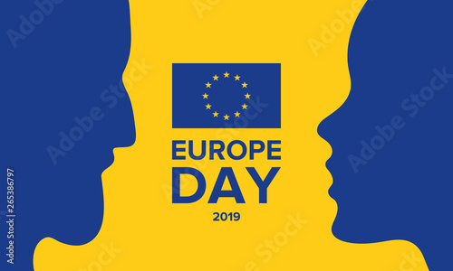 Europe Day. Annual public holiday in May. Is the name of two annual observance days - 5 May by the Council of Europe and 9 May by the European Union. Poster, card, banner and background. Vector illust