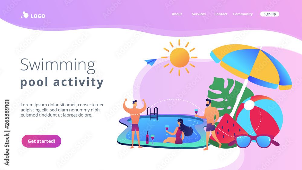 Naklejka premium Website vibrant violet landing web page template.