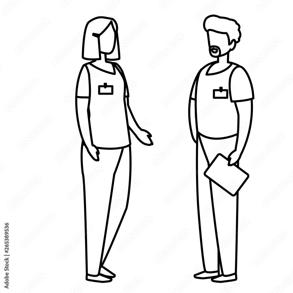 couple medicine workers with uniform characters couple medicine workers with uniform characters