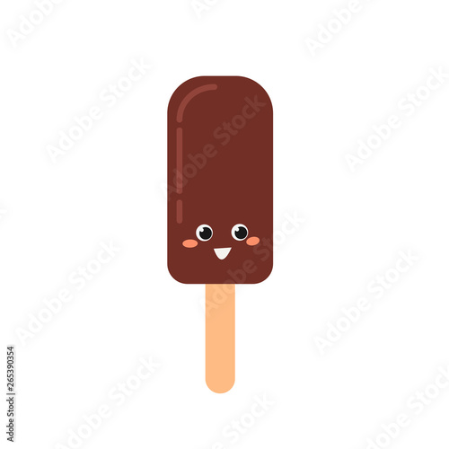 Cheerful chocolate popsicle cartoon character