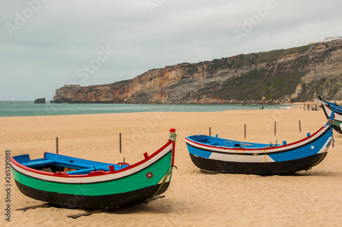 Landscape of the beautiful beach of Nazareth  Portugal