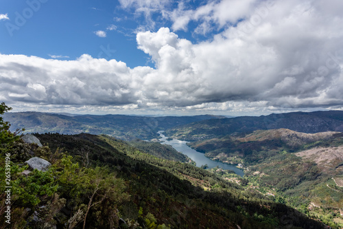 View on the Lima river meandering through Peneda Geres, the only national park in Portugal, located in the Norte region.