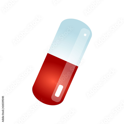 Medical red white capsule pill, for ill cure