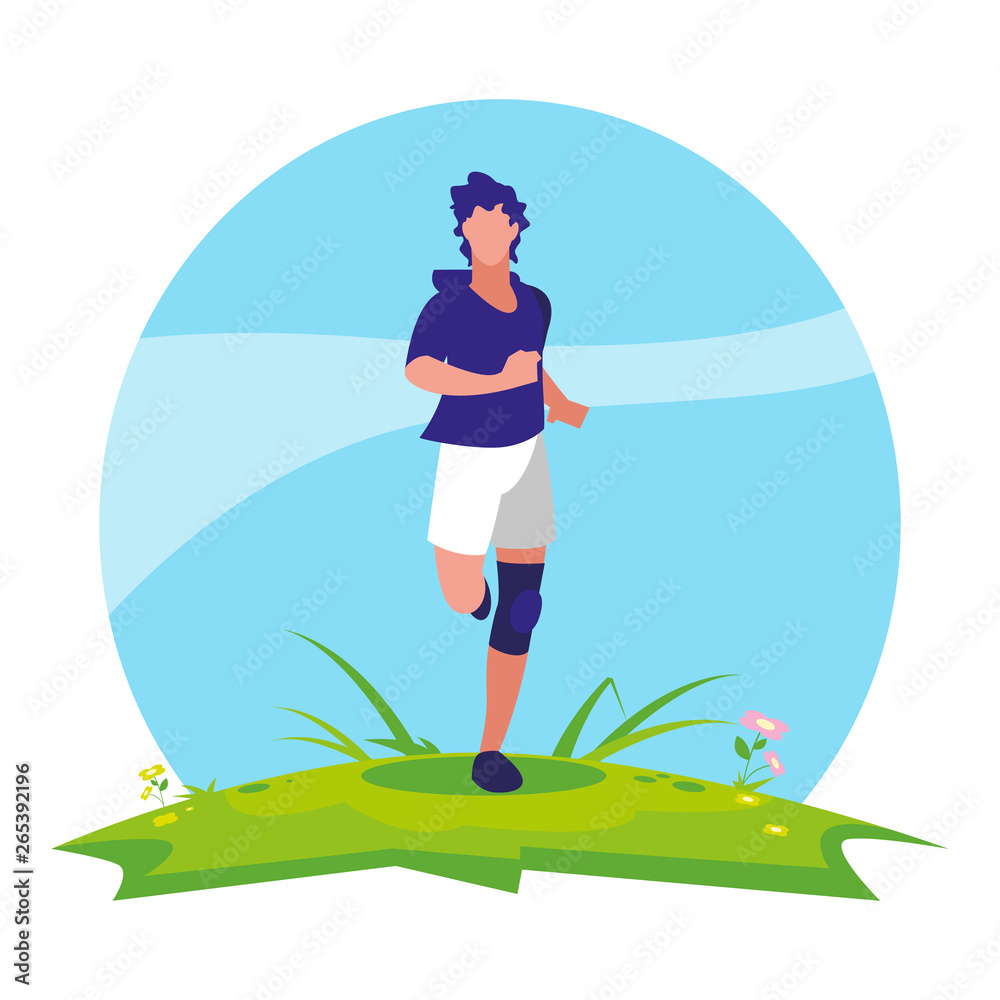 athletic man running in the camp athletic man running in the camp