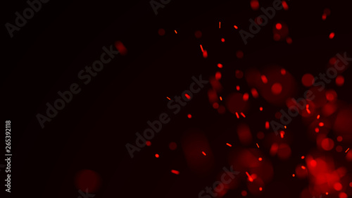 Fire sparks background. Burning red sparks. Fire flying sparks. Blurred bright light. 3D rendering