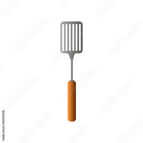 Metal steel live fire spatula with wood handle