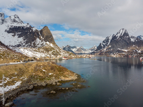 Reine village with fjord, Lofoten Norway © Keerathi