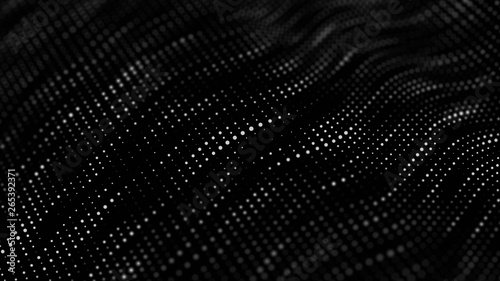 Halftone pattern. Black and white composition.v Glitch background. Gradient design background. Abstract dotted background. Blurry points. 3d rendering.