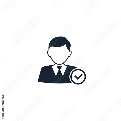 Businessman with check mark icon, Vector isolated illustration