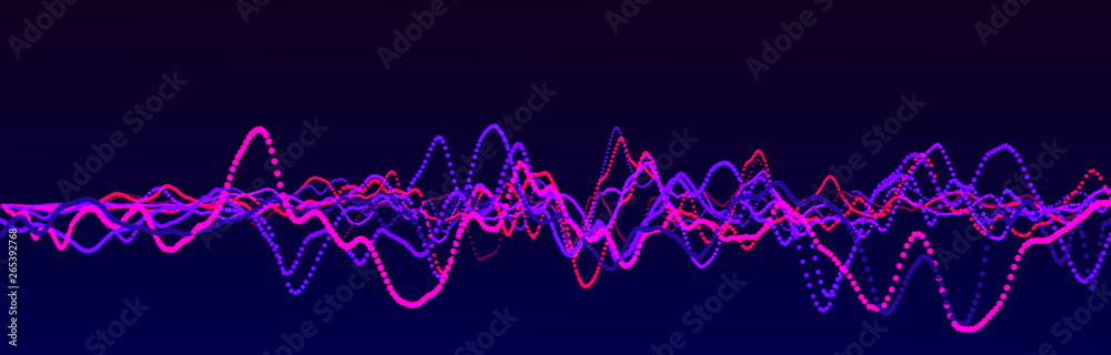 Sound wave element. Abstract blue digital equalizer. Big data visualization. Dynamic light flow. 3d rendering.