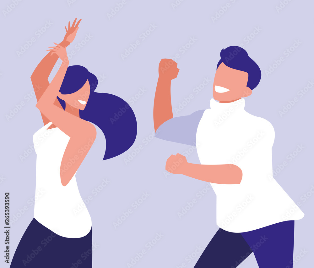 young couple dancing characters young couple dancing characters