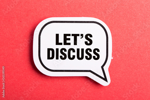 Let Us Discuss Speech Bubble Isolated On Red Background