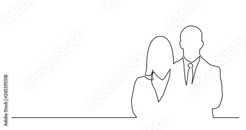 continuous line drawing of couple of business people