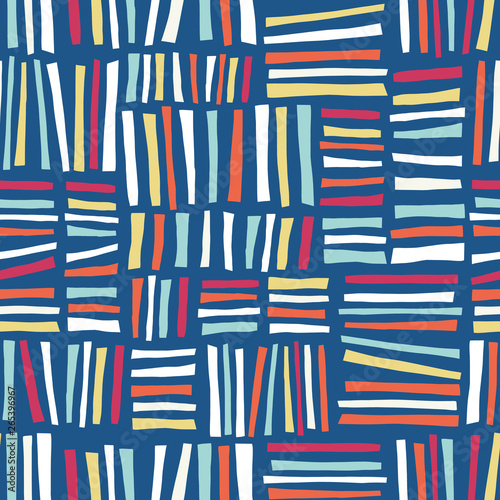 Abstract hand drawn blocks seamless vector background pink white blue yellow orange