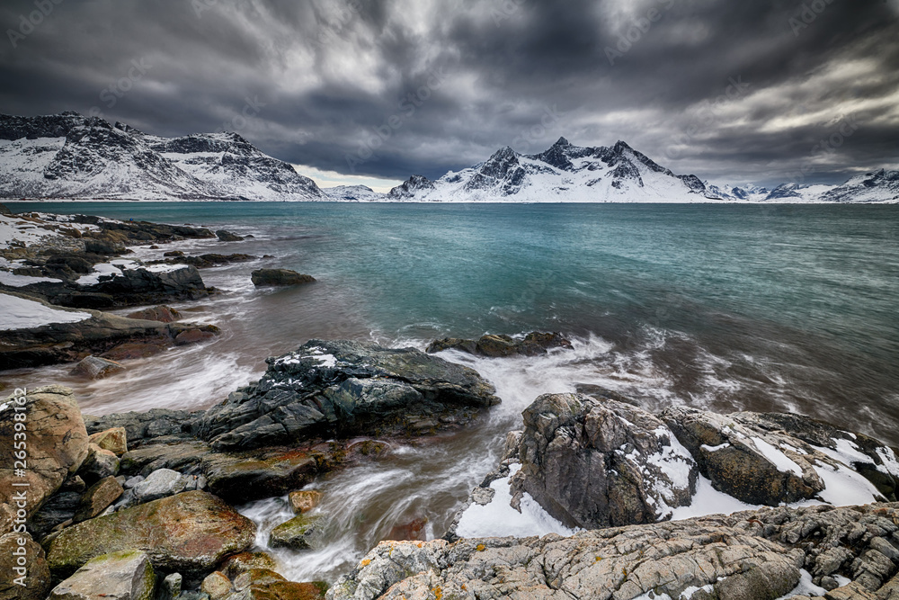 Winter landscape of Norway lofotens