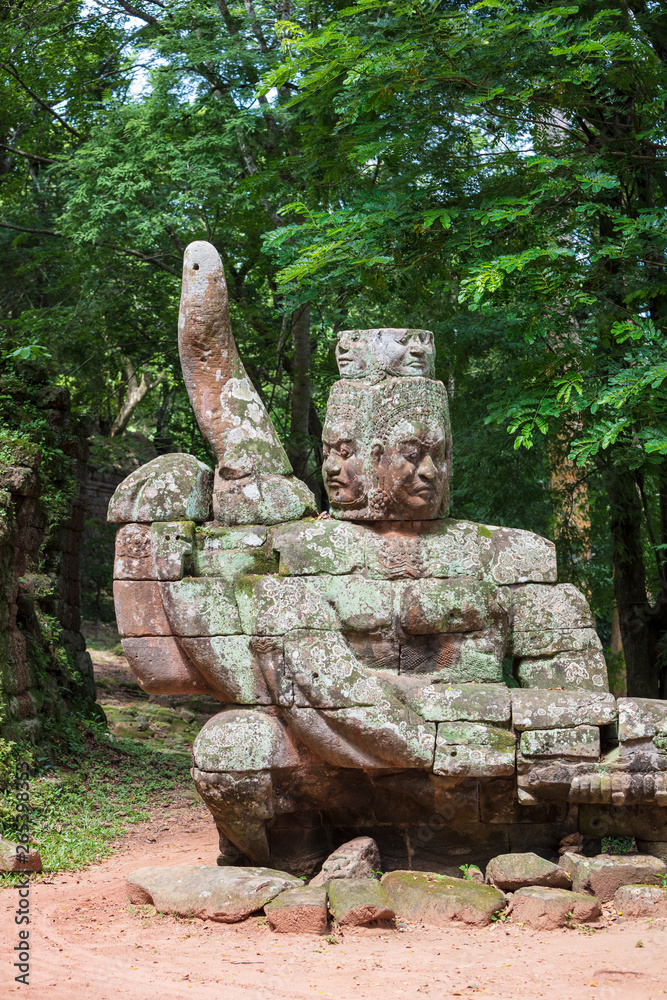 Head sculptures outside the north gate at Angkor Thom temple complex, Siem Reap, Cambodia Head sculptures outside the north gate at Angkor Thom temple complex, Siem Reap, Cambodia