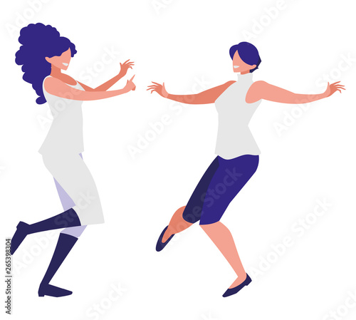 young girls dancing characters