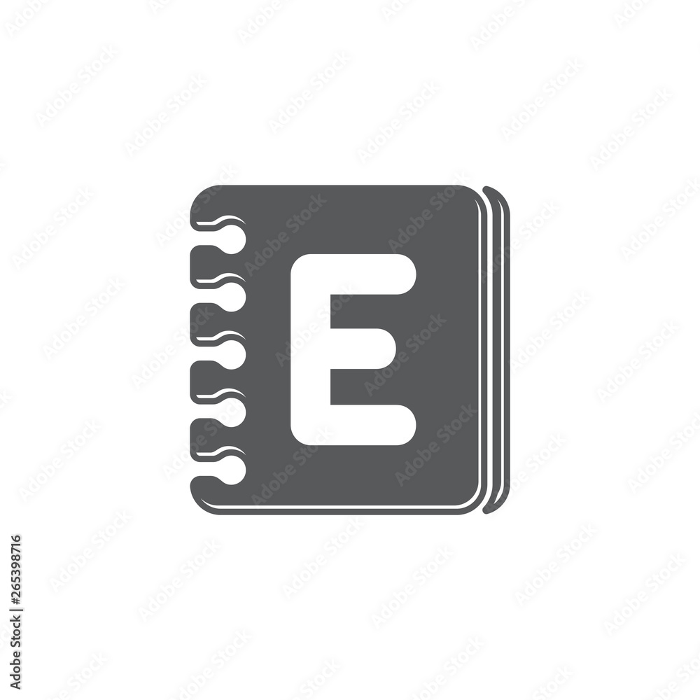 letter e book simple symbol vector letter e book simple symbol vector