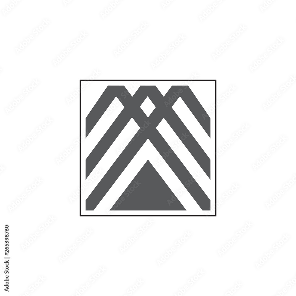 abstract letter m triangle geometric logo vector