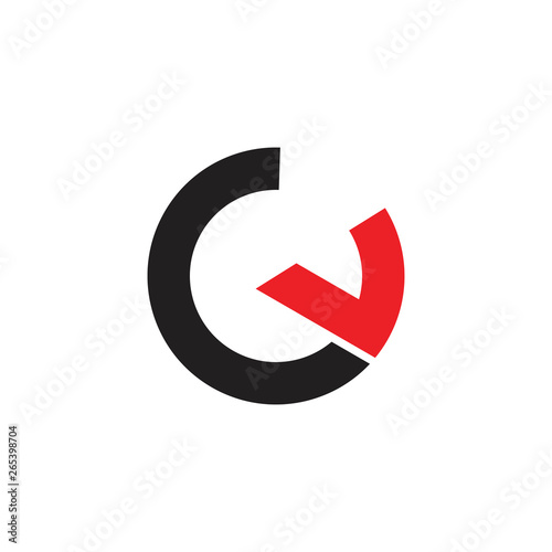 letter cv simple geometric line logo vector