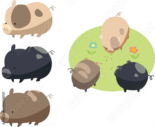 かわいい仔豚のイラスト