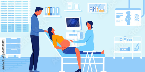 Young Loving Couple Visiting Ultrasound Cabinet