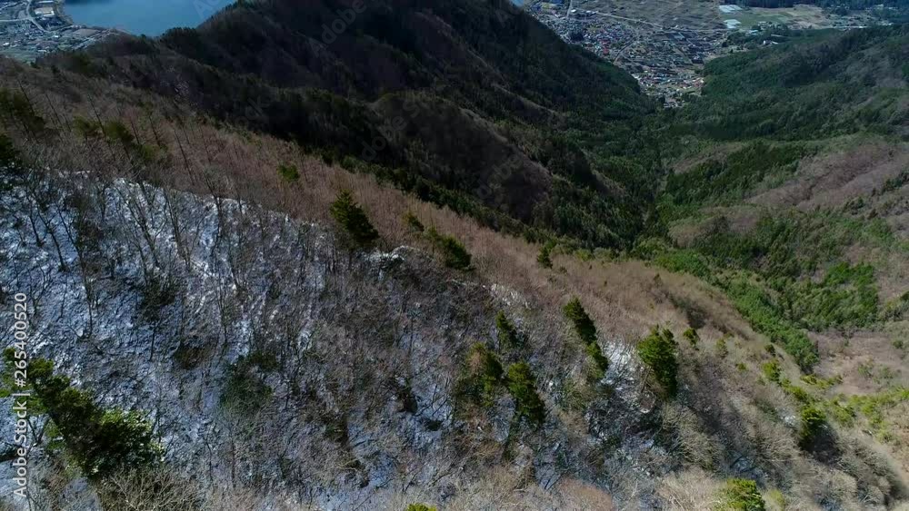 黒岳山頂から富士山と河口湖を空撮 黒岳山頂から富士山と河口湖を空撮