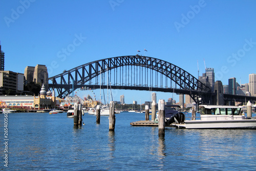 Sydney Harbour Bridge with Boats and Pier and City © Diane