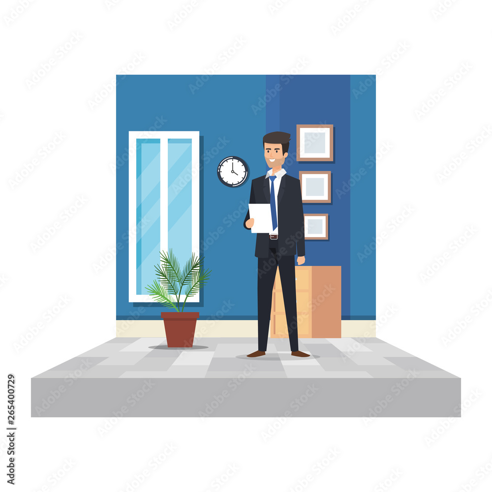 Fototapeta premium elegant businessman with document in the office