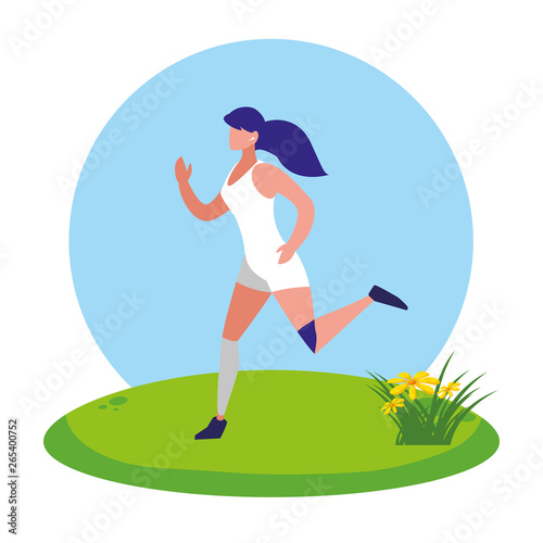 athletic woman running in the camp