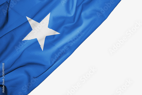 Somalia flag of fabric with copyspace for your text on white background.