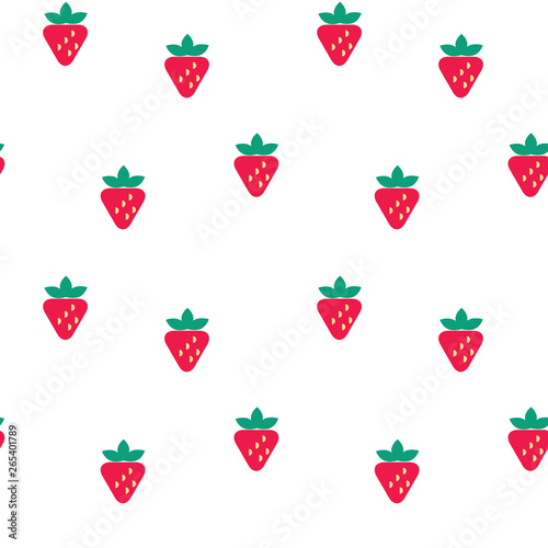 Strawberry with leaf seamless pattern