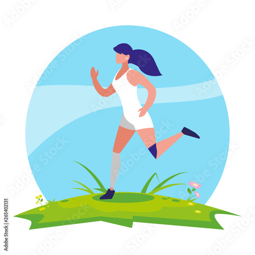 athletic woman running in the camp