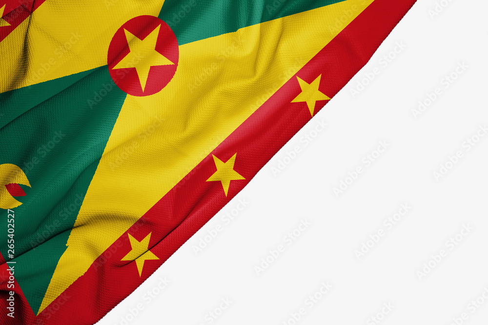 Obraz premium Grenada flag of fabric with copyspace for your text on white background.