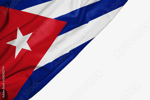 Canvas Print Cuba flag of fabric with copyspace for your text on white background