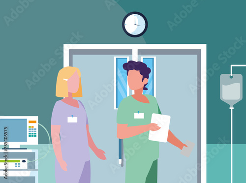 couple medicine workers in operating theater