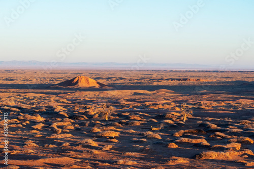 view of the gobi desert at sunrise.