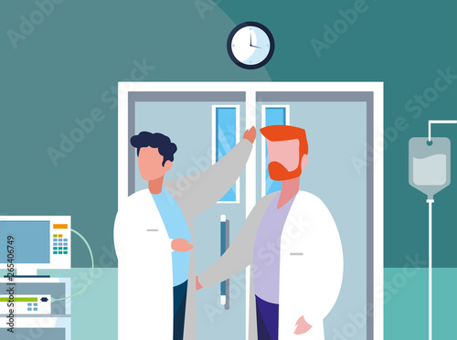male medicine workers in operating theater
