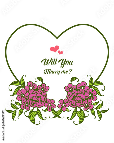 Vector illustration decor will you marry me with beauty purple wreath frame