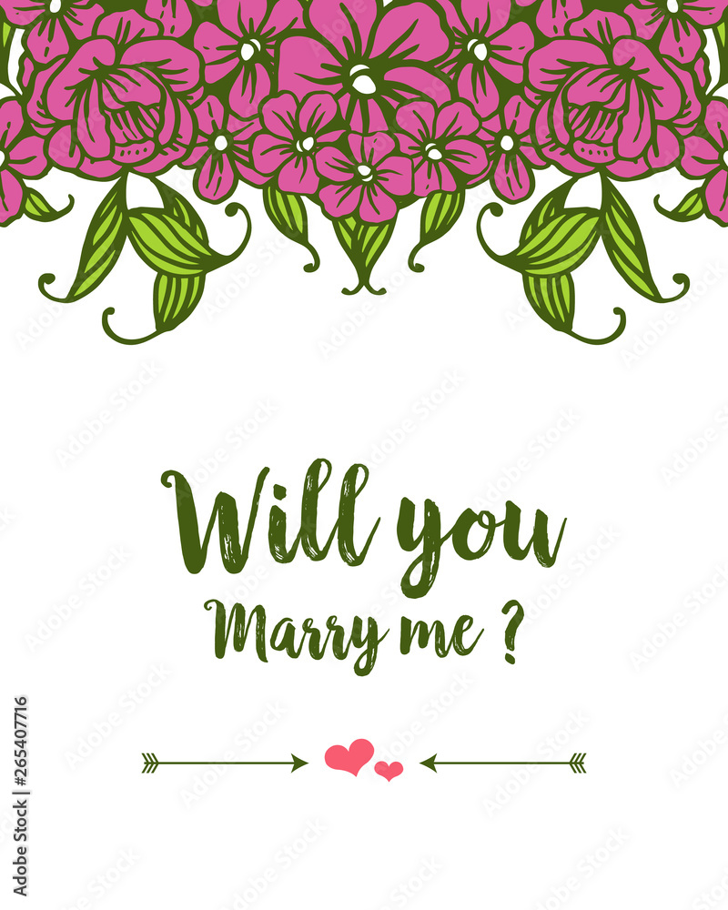 Vector illustration various pattern purple bouqet frame for template will you marry me Vector illustration various pattern purple bouqet frame for template will you marry me