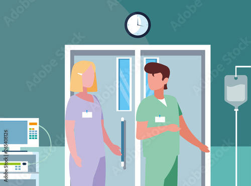 couple medicine workers in operating theater